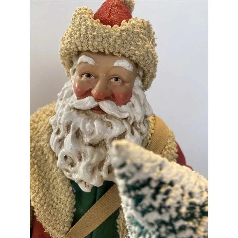 Clothtique POSSIBLE DREAMS 1994 Santa Figure Bottle Brush Tree Bag Toy Christmas